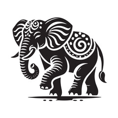 Fototapeta premium Black and White Elephant Silhouette Design