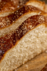 a soft loaf of wheat flour on the table