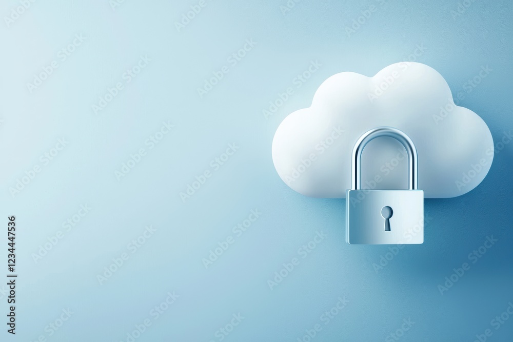 Poster secure data migration to cloud with encrypted transfer and lock symbol