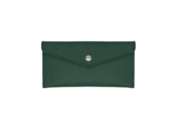 green woman leather wallet closed