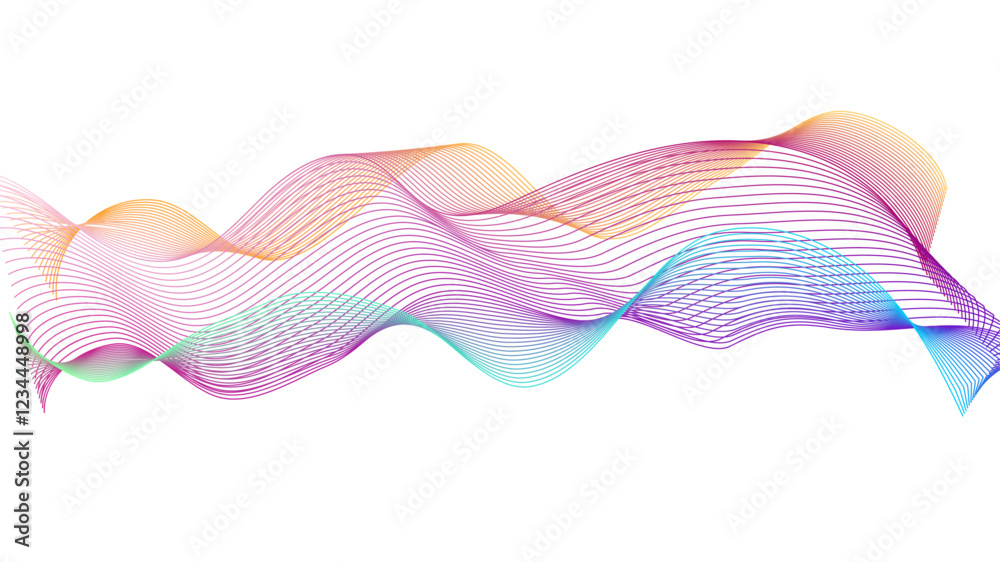 Aufkleber Dynamic gradient colorful flowing wave design element. Abstract wavy lines gradient vector line blend element. Wave element with colorful gradient lines blend effect.	
