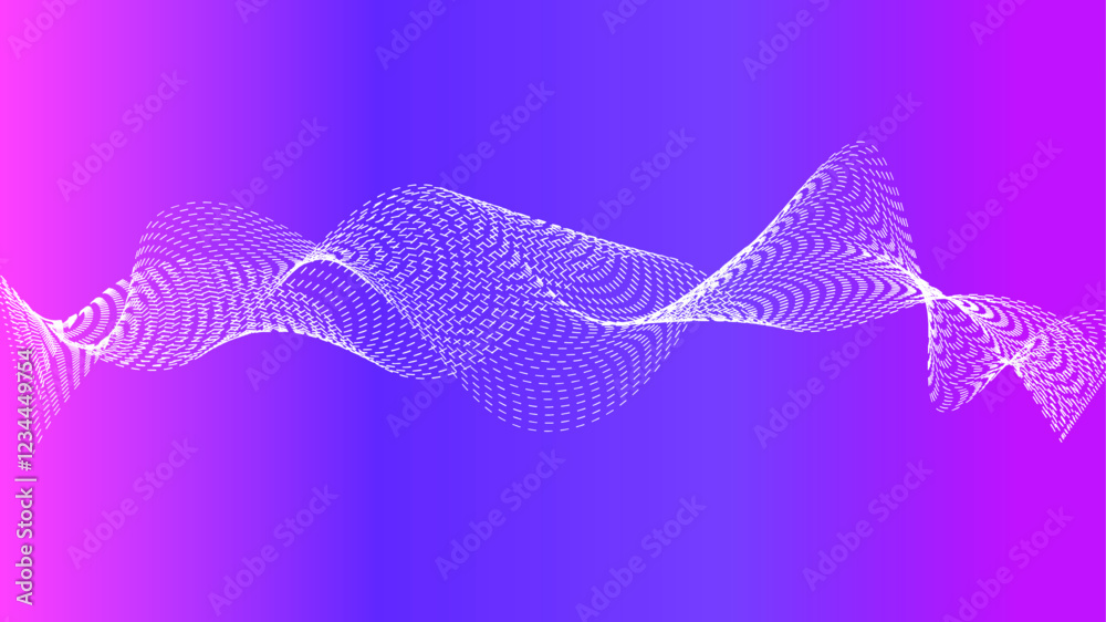 Poster abstract blue and pink gradient backdrop technology background with flowing dynamic wave dotted line