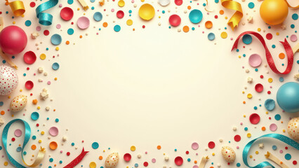 Colorful confetti bursts with a gray border for a celebratory effect.