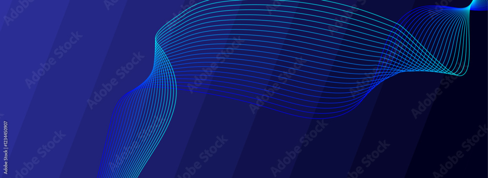 Aufkleber abstract blue backdrop technology background with flowing dynamic wave lines. abstract modern techno