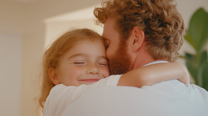 No smoking, A heartfelt moment of a father embracing his child after quitting smoking, symbolizing love and commitment to a healthier lifestyle.
