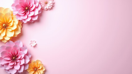 Pink floral border with light pink and white center for celebratory occasion.