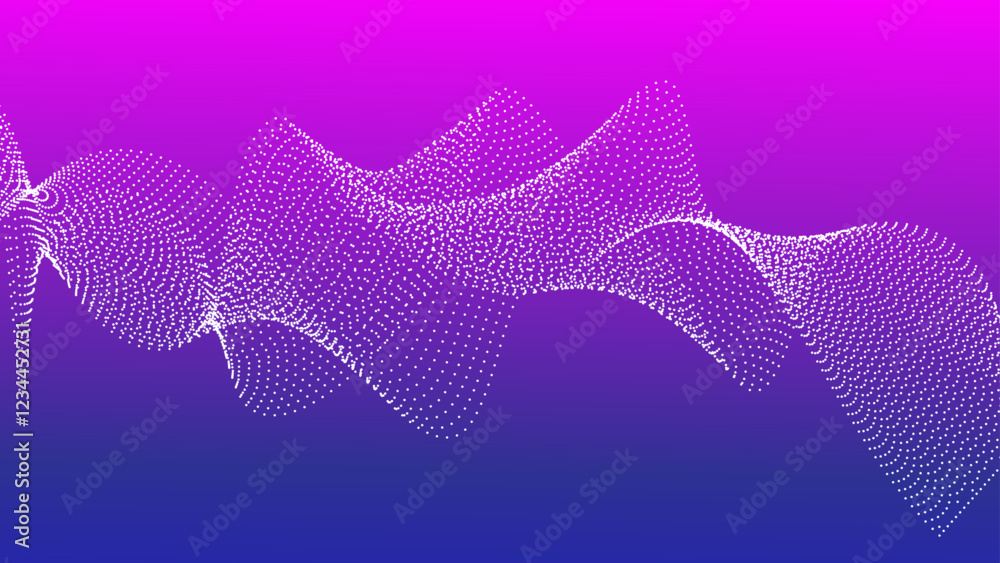 Poster abstract blue and pink gradient backdrop technology background with flowing dynamic wave dotted line