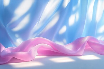 Soft pastel fabric drapes create a serene atmosphere in natural light setting in a cozy indoor space