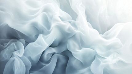 Obraz premium Light blue transparent wavy fabric flowing background texture