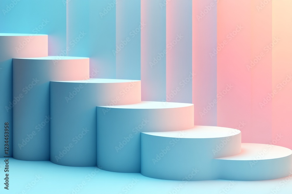 Poster staircase design in soft pastel colors creating a modern and serene atmosphere for artistic inspirat