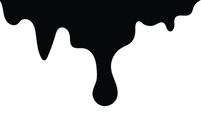 Black dripping oil stain, melt drips, vector illustration.
