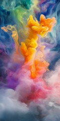 Vivid swirling colors in abstract multicolored cloud formation