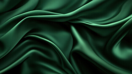 Obraz premium Luxurious background design with flowing green silk or satin cloth