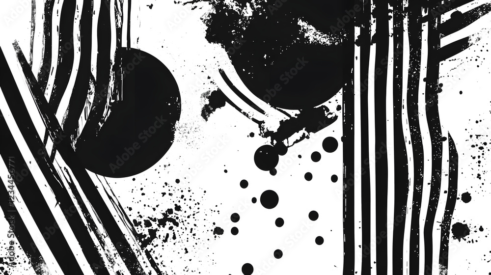 Poster Captivating abstract grunge splash of black and white textures with fluid dynamic and experimental patterns  This modern creative and visually striking image evokes a sense of mystery drama