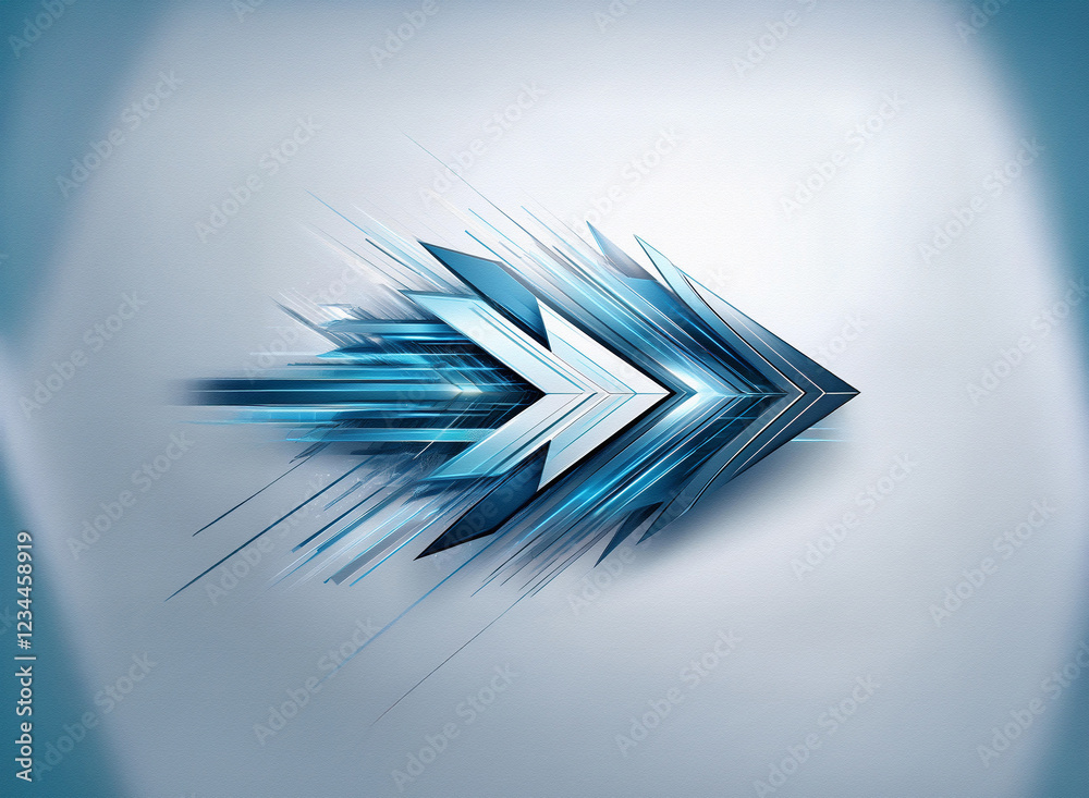 Leinwandbilder Abstract blue arrow design, futuristic and dynamic,  representing speed and progress.  Sharp lines and gradients create a sense of motion.