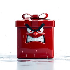 Obraz premium Angry Red Gift Box 3d Render Illustration