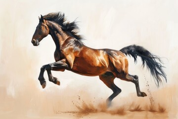 Fototapeta premium Wild horse stallion painting drawing.
