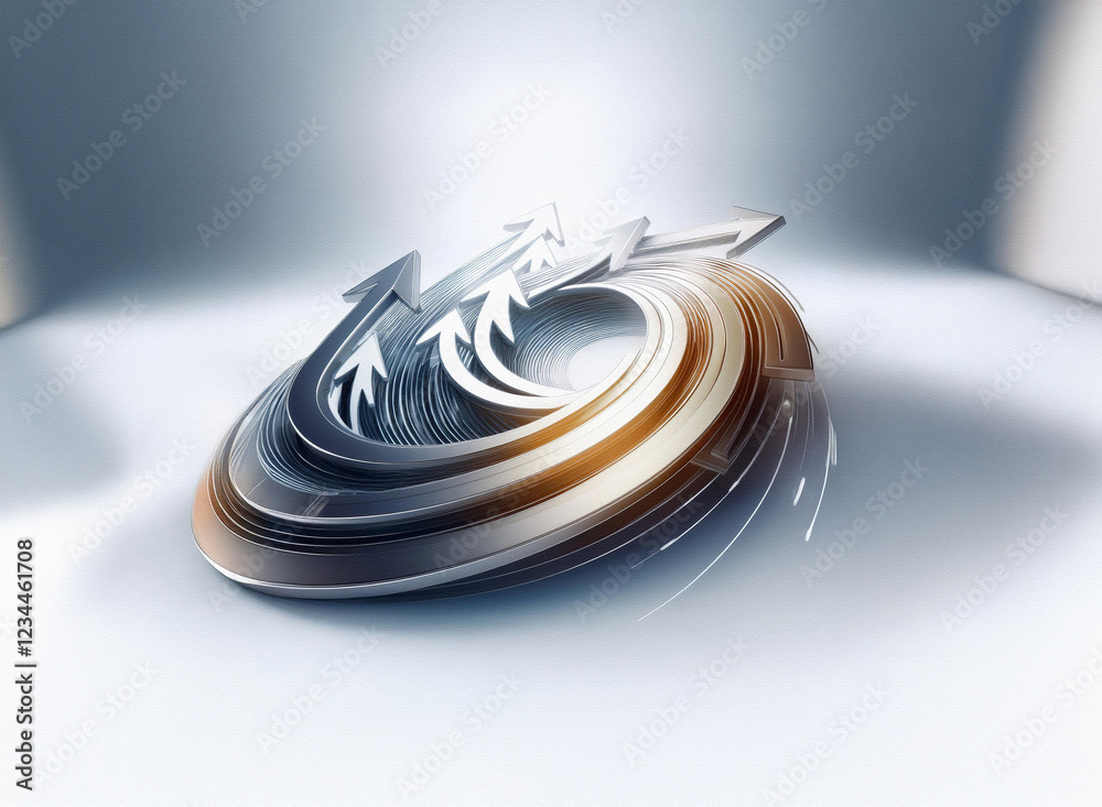 Aufkleber abstract 3d rendering of metallic swirling arrows, suggesting growth, progress, and cyclical movemen