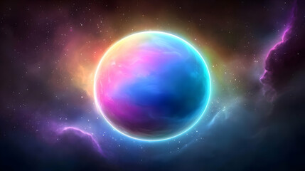 Obraz premium Colorful nebula planet cosmic background, space exploration