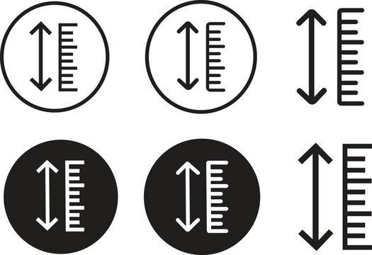 set of adjustable height icon. adjust length symbol. size adjustment arrow sign