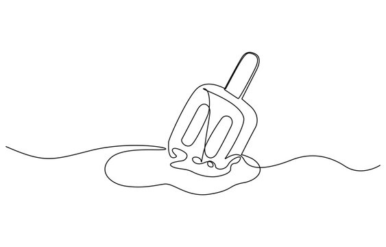 recommend clip art: One continuous line drawing of fresh ice cream stick. Single line art of delicious, Continuous one line drawing ice cream bar stick. Dessert concept. Single line draw design vector.