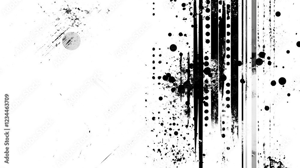 Poster Monochrome Abstract Fluid Splatter and Splash Composition with Textured Patterns and Geometric Shapes  Creative modern and experimental digital art background with dynamic movement contrast
