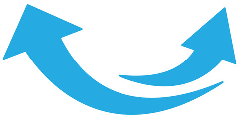 Set of long blue curve arrow icon vector . blue curve arrow icon set. long arrow icon set. curve arrow vector illustration. Curved or arch arrow icon