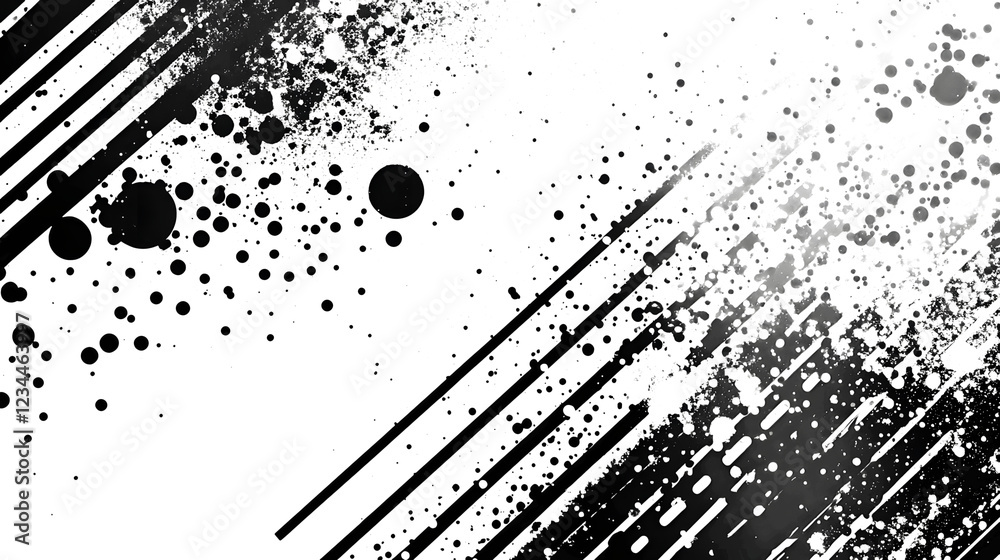 Poster Monochrome abstract splash pattern with dynamic flowing movement and textured grunge effect conveying a modern contemporary and visual expression