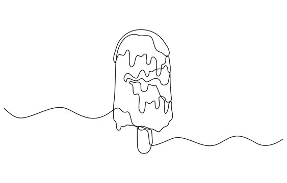 recommend clip art: One continuous line drawing of fresh ice cream stick. Single line art of delicious, Continuous one line drawing ice cream bar stick. Dessert concept. Single line draw design vector.