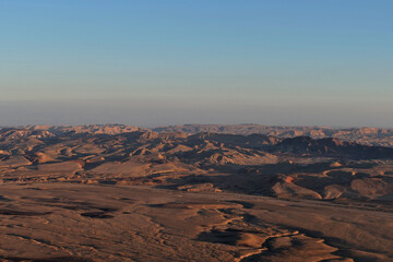 Landscape of Negev desert in Israel, Negev Desert in Israel at Sunset