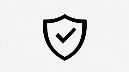 Approved security shield icon, checkmark, white background, digital graphic, website design