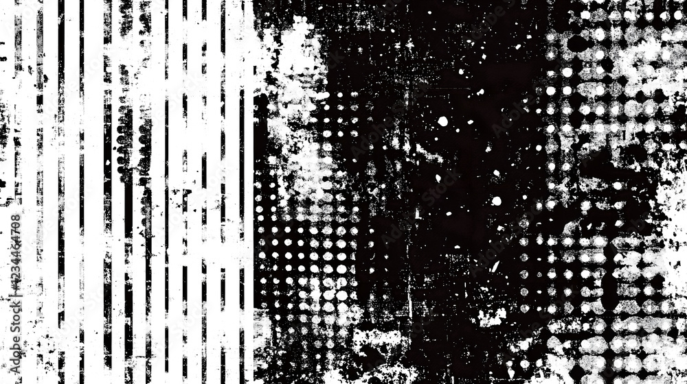 Aufkleber Monochrome glitch abstract digital art background with experimental textures dynamic visuals and futuristic stylized patterns  Contemporary digital design with a minimalist generative
