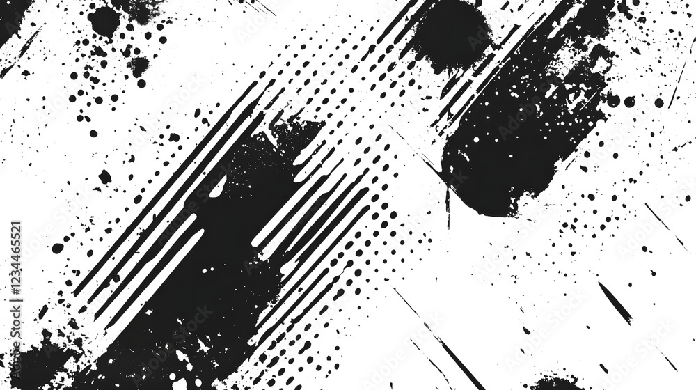 Poster Striking abstract grunge texture with ink splatter and paint splatters in a bold monochrome graphic design  This dynamic energetic and atmospheric background features a modern