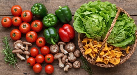 Fresh Farm Vegetables and Mushrooms Harvest