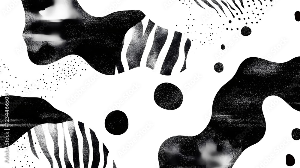 Poster Striking and modern abstract geometric composition featuring bold black and white shapes patterns and forms creating a dynamic minimalist and visually captivating design