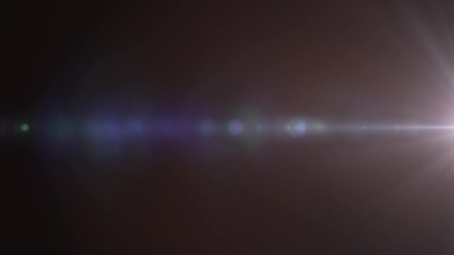 Abstract loop blue glow optical lens flare shine light animation from middle right side on black background.