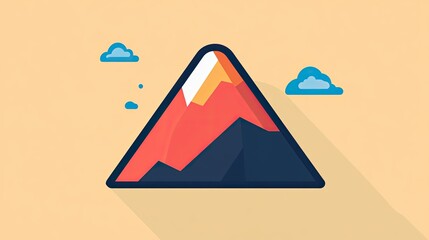 Flat design mountain illustration, sunny sky, clouds, for website backgrounds