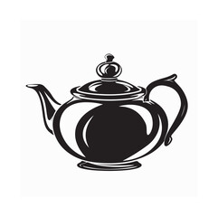 Japanese Tea Pot Vector Image. Black and white Japanese Tea Pot Vector Image on white background.