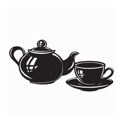 Chinese Tea Pot Stock Vectors and Vector Art isolated on white background.