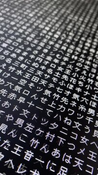 コンピュータ空間のランダムな文字列・さまざまな文字を含むデータベース・エンコードされたプログラム内のデータセット・数学的計算・大規模言語モデル・機械翻訳・日本語・縦長・ビデオ