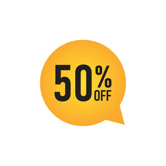 Yellow Circle 50% off sale tag vector