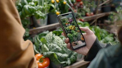 A person browsing through a food delivery app on their phone, choosing from a wide range of plant-based meals.