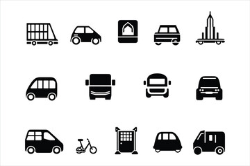 set of Graph icon, black color icon, Stock market icons set with Design vector icons for transportation modes such as car, bicycle, bus, etc