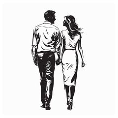 Man Woman Holding Hands image vector Illustration isolated on white background.