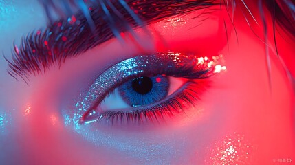 Glamorous Portrait of a Model with Metallic Eye Makeup Highlights