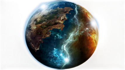 Surreal planets nature png on transparent background
