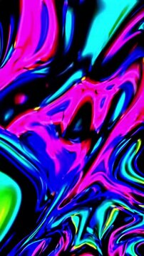 Visual of shifting iridescence psychedelic holographic liquid patterns, blending neon colors and abstract shapes, immersive digital art displays.
