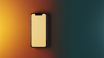 A sleek smartphone rests on a gradient background, showcasing its blank screen against warm and cool tones.