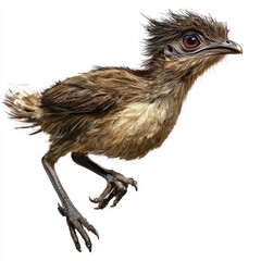 Fototapeta premium Charming Young Bird with Fluffy Feathers and Bright Eyes Captured in Detail and Expressiveness for Nature Lovers