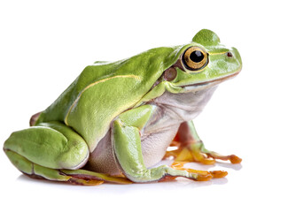 Fototapeta premium ヨーロッパアマガエル。白背景。（European green tree frog on white background） 